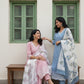 Pastel Cotton Kurta Set with Kota Doriya Dupatta (Pastel Blue)