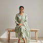 Mul Chanderi Floral Kurta Set with Delicate Embroidery (Mint Green)