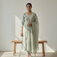 Mul Chanderi Floral Kurta Set with Delicate Embroidery (Mint Green)