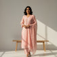Mul Chanderi A-Line Kurta Set with Elegant Thread Embroidery (Light Pink)