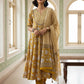 Yellow Print Anarkali with Printed Dupatta