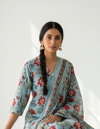 Pure Hand Block Printed Kurta Set