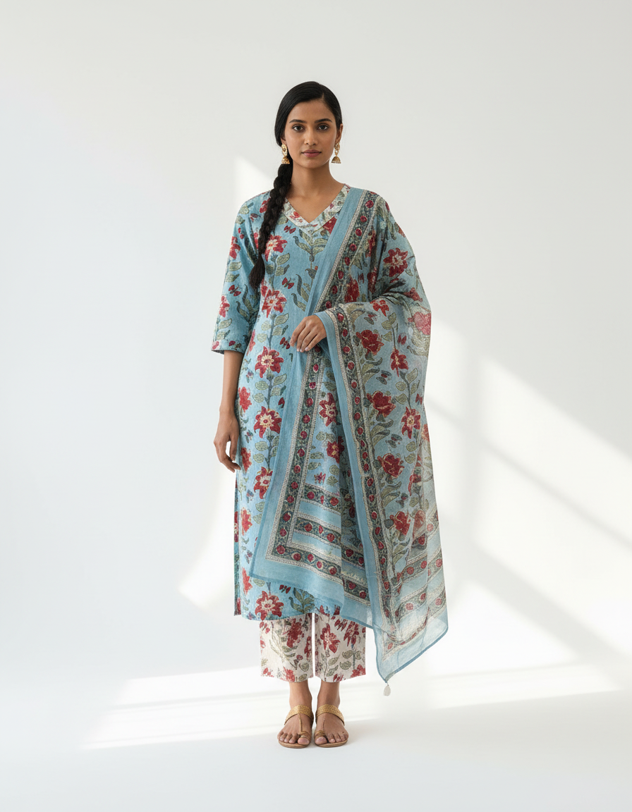 Pure Hand Block Printed Kurta Set