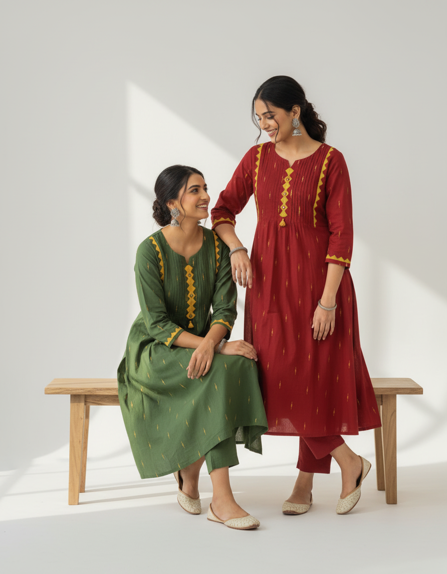 Handcrafted Cotton Kurta Pant Set