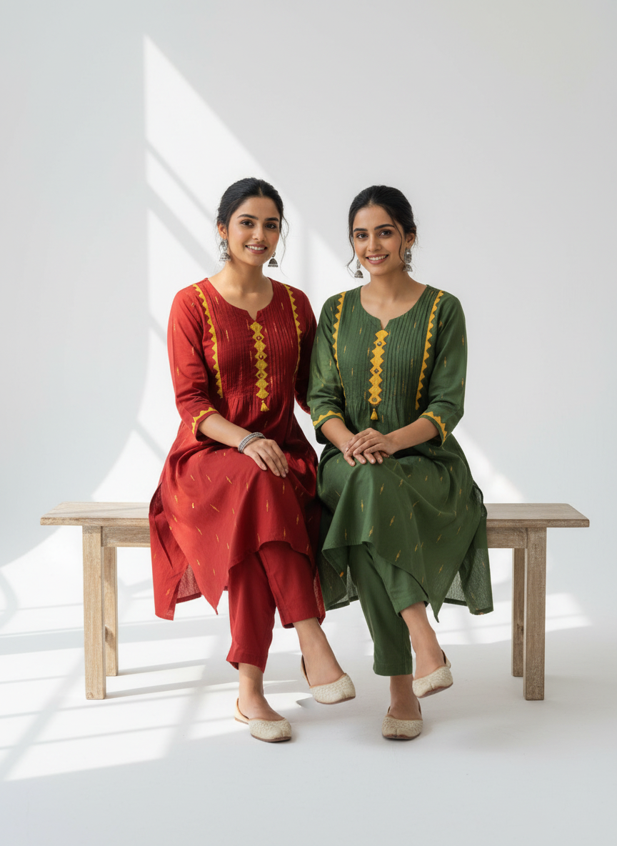 Handcrafted Cotton Kurta Pant Set