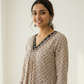 Handcrafted Cotton Kurta Palazzo Set with Mirror-Detail Neckline