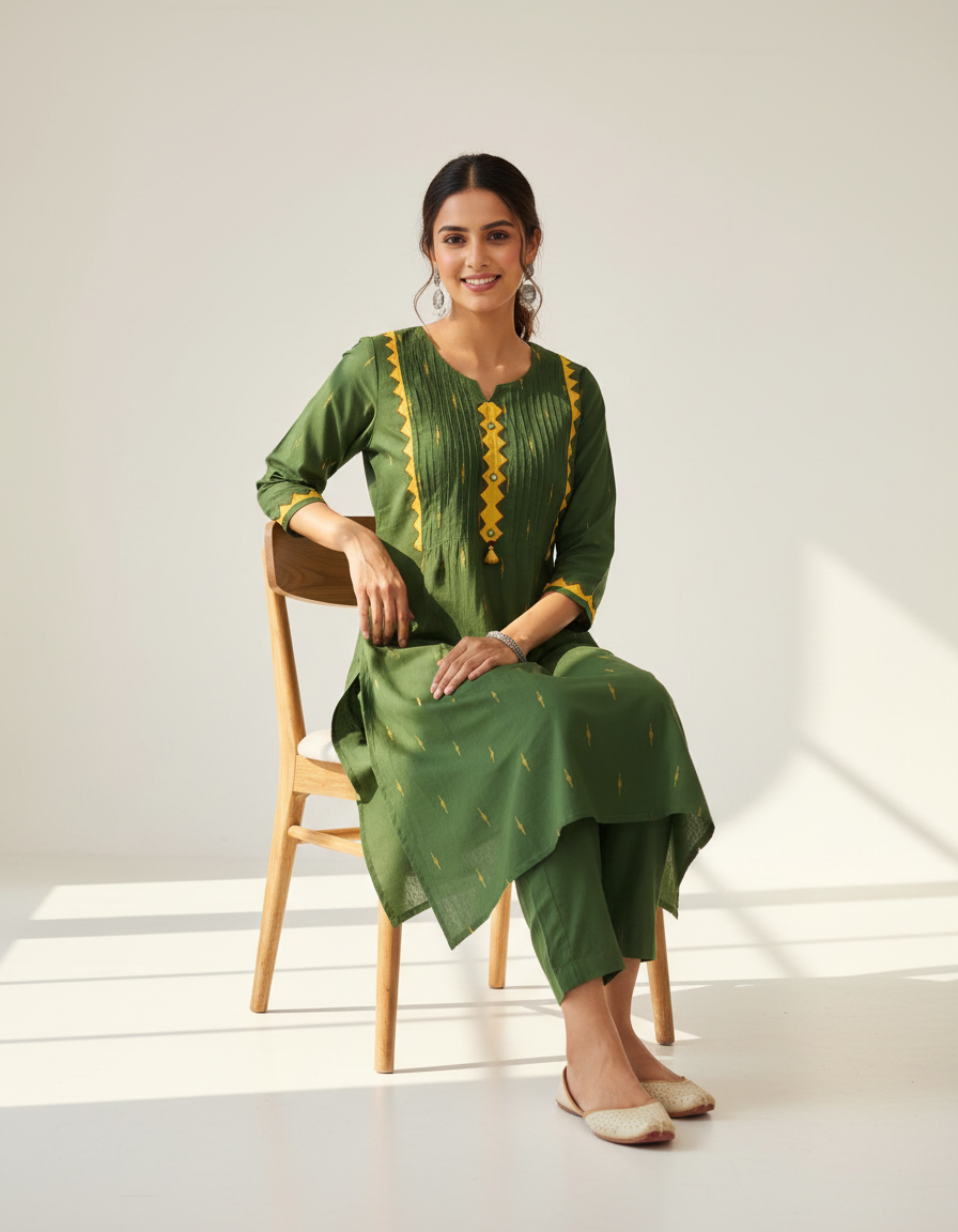 Handcrafted Cotton Kurta Pant Set