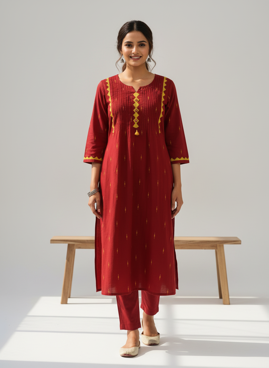 Handcrafted Cotton Kurta Pant Set