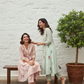 Mul Cotton Flared Suit with Delicate Embroidered Motifs (Mint Green)