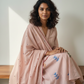 Mul Cotton Flared Suit with Delicate Embroidered Motifs (Pastel Pink)