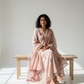 Mul Cotton Flared Suit with Delicate Embroidered Motifs (Pastel Pink)
