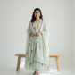 Mul Cotton Flared Suit with Delicate Embroidered Motifs (Mint Green)