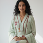 Mul Cotton Flared Suit with Delicate Embroidered Motifs (Mint Green)