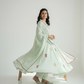 Mul Cotton Flared Suit with Delicate Embroidered Motifs (Mint Green)