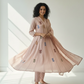 Mul Cotton Flared Suit with Delicate Embroidered Motifs (Pastel Pink)
