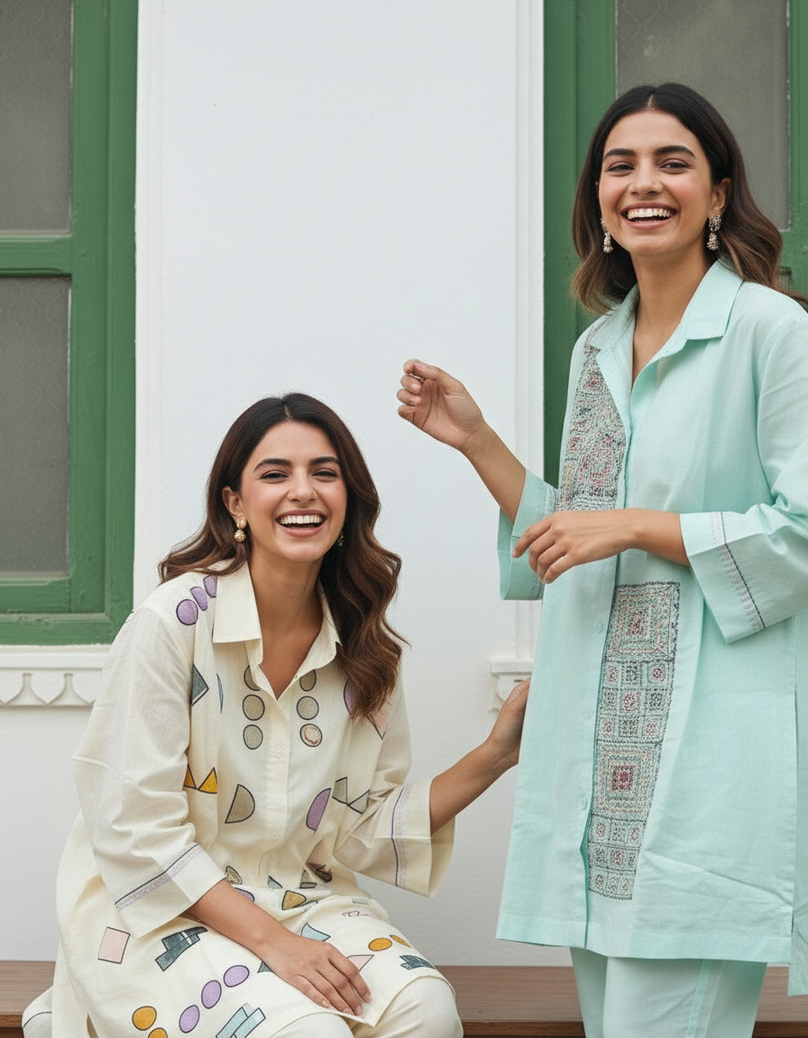 Mul Cotton Appliqué Co-ord Set