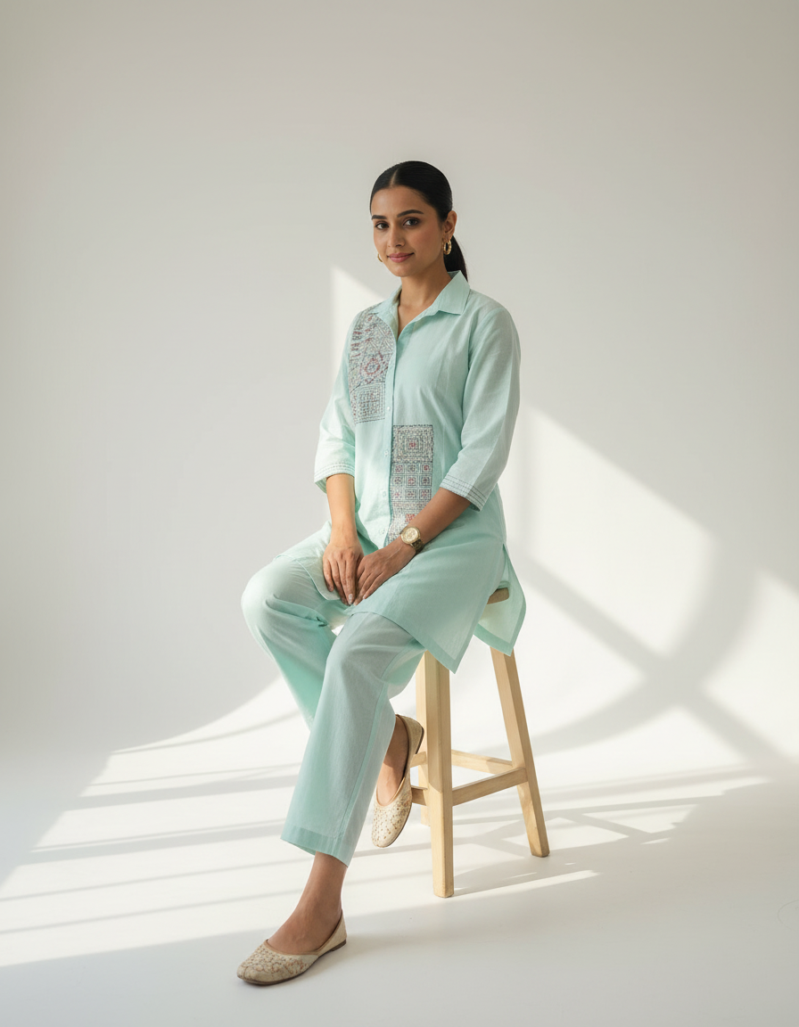 Pure Cotton Embroidered Co-ord Set