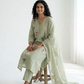 Mul Chanderi Floral Kurta Set with Delicate Embroidery (Mint Green)