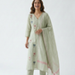 Mul Chanderi Floral Kurta Set with Delicate Embroidery (Mint Green)
