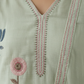 Mul Chanderi Floral Kurta Set with Delicate Embroidery (Mint Green)