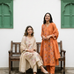 A-Line Mul Chanderi Kurta Set with Floral Embroidery (Ivory)