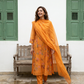 A-Line Mul Chanderi Kurta Set with Floral Embroidery