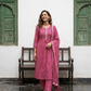 Pink Lehriya Cotton A Line Kurta Set