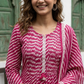 Pink Lehriya Cotton A Line Kurta Set