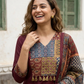 Maroon Cotton Ajrak Kurta Set