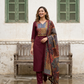 Maroon Cotton Ajrak Kurta Set