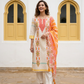 Mul Cotton Printed & Embroidered Kurta Set (Orange)