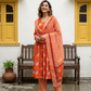 Cotton Pichwai Block Printed Anarkali Set (Festive Orange)