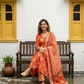 Cotton Pichwai Block Printed Anarkali Set (Festive Orange)