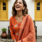 Cotton Pichwai Block Printed Anarkali Set (Festive Orange)