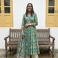 Floral Green Handblock Printed Cotton Anarkali