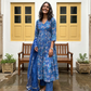 Blue Handblock Printed Cotton Anarkali