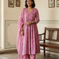 Pink Floral Alia Cut Anarkali Suit Set
