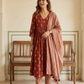 Red Dabu Cotton Anarkali Suit Set