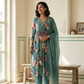 Green chinon Alia cut with dupatta