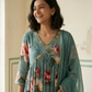 Green chinon Alia cut with dupatta
