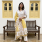 Yellow Floral Print Cotton Anarkali Suit Set