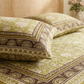 Pure Cotton Floral Block Print Bedsheet (Olive Green)