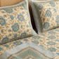 Hand Block Floral Cotton Bedsheet (Blue)