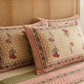 Floral Block Print Cotton Bedsheet Set (Beige & Rust)