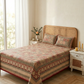 Maroon & Black Geometric Print Cotton Bedsheet Set