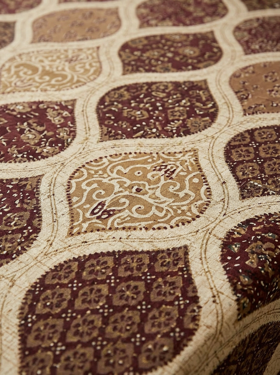 Brown Patchwork Print Cotton Bedsheet Set