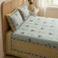 Blue & Mustard Butah Print Cotton Bedsheet Set