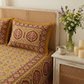 Mustard Traditional Print Cotton Bedsheet Set