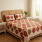 Red Patchwork Print Cotton Bedsheet Set