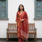 Pure Hand Block Printed Kurta Set (Red)